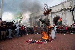 House Republicans replace US flags removed by anti-Israel protesters at Union Station