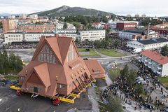 Historic Swedish church begins slow move to escape demolition