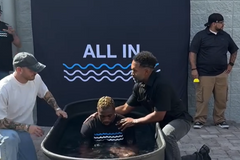 American sprinter Noah Lyles and fiancée Jamaican athlete Junelle Bromfield baptized together in Orlando