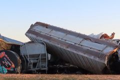 Train derailment in Kentucky spills toxins, blocks road