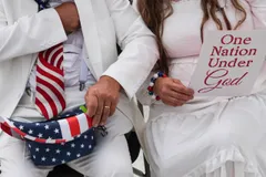 Thousands flocked to the National Mall in Washington for an America-themed prayer rally