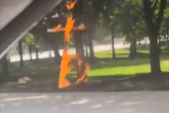 A burning cross in a Chicago park shocks residents