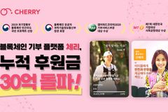 블록체인 기부 플랫폼 체리, 누적 후원금 30억 원 돌파