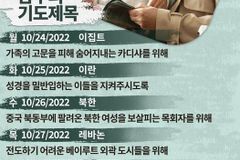 [순교자의소리] 금주의 중보기도(10/24~10/30)