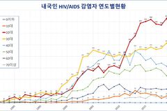 한가협, ‘연령대별 에이즈 감염인 현황’ 그래프로