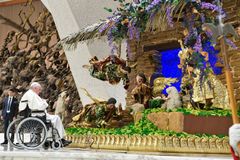Pope Francis blesses nativity scene made by craftsmen in Guatemala