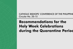 Recommendations for the Celebrations of the Holy Week During the Quarantine  Period