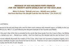 Message of Pope Francis for the 26th World Day of the Sick 2018