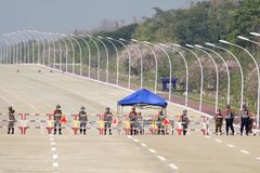 Myanmar streets empty in protest on coup anniversary