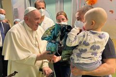 Pope Francis visits pediatric oncology ward at hospital, baptizes newborn baby