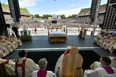 Pope Francis preaches on sharing faith with love before 50,000 at largest stadium in Canada