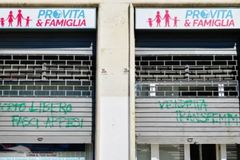 Pro Life and Family office vandalized by LGBT marchers in Rome