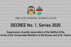 Lipa archdiocese dissolves ‘Mediatrix’ public association