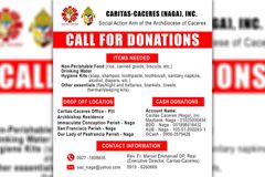 Caritas Caceres, nangangailangan ng suporta