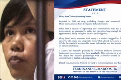 Makaraan ang 14-taong pagkakulong sa Indonesia: Veloso, makakauwi na ng Pilipinas