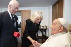 Pope Francis meets with King Charles and Queen Camilla at the Vatican