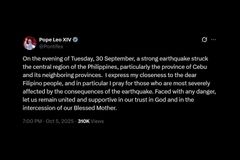 Santo Papa, nagpahayag ng pakikiisa sa mga naapektuhan ng lindol sa Cebu - VeritasPH