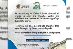 Mga simbahan sa Archdiocese of Cebu, binuksan para sa maapektuhan ng bagyong Tino - VeritasPH