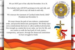 Paglilinaw ng Laiko: Hindi kasali ang mga laykong Katoliko sa 3-day rally ngayong Nobyembre - VeritasPH