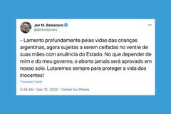Brazilian President Bolsonaro criticizes Argentina’s legalization of abortion