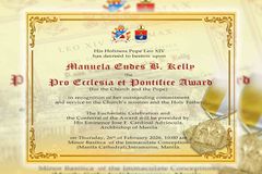 Pro Ecclesia et Pontifice Award, igagawad kay 2024 CMMA Serviem awardee - VeritasPH