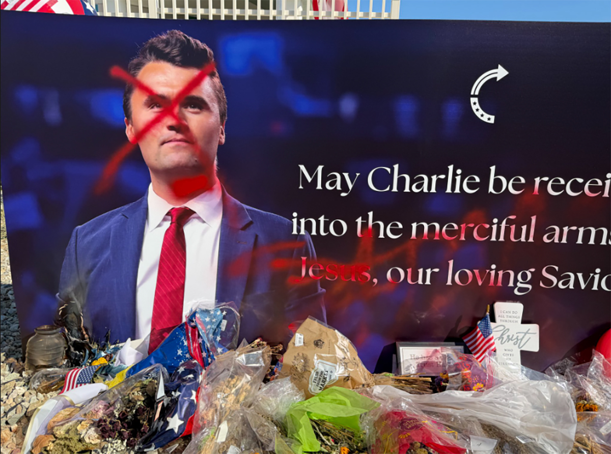 Charlie Kirk statue defaced with red paint; ‘Jesus’ crossed out, ‘Satan’ spray-painted over it